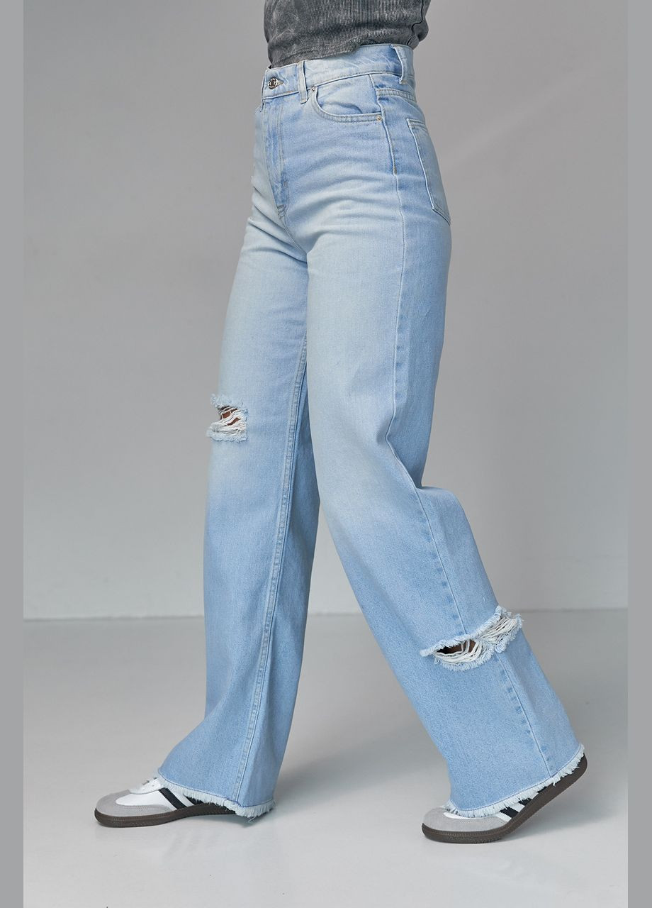 Жіночі джинси з рваними елементами Lurex - (280900149)