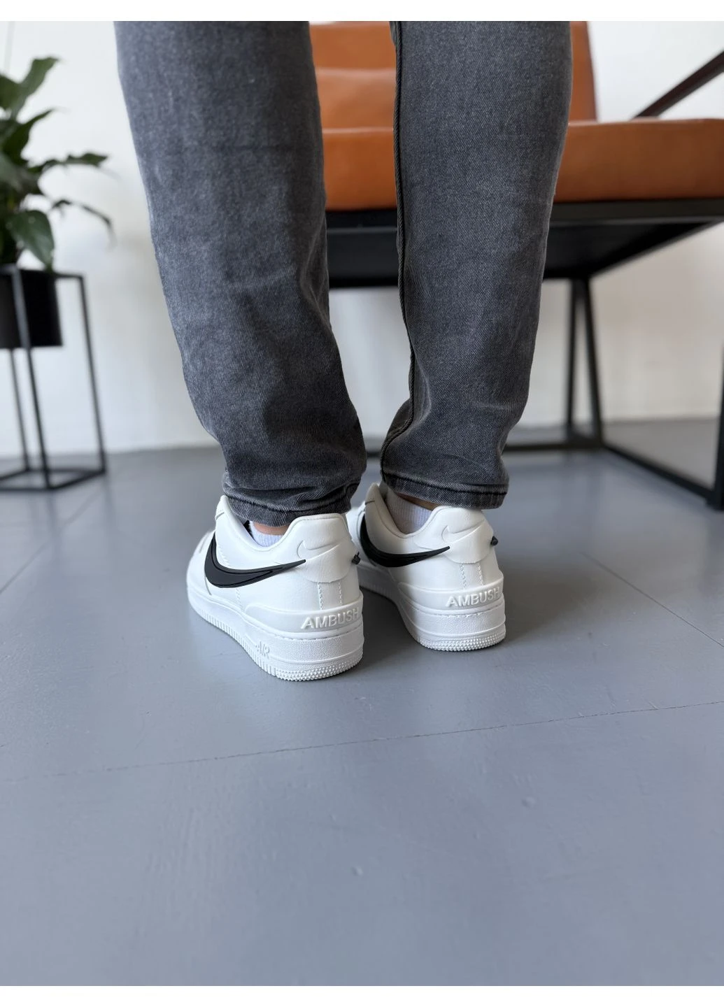 Білі кросівки чоловічі nike air force 1 low x ambush white black найк аір форс 1 білі демісезон No Brand