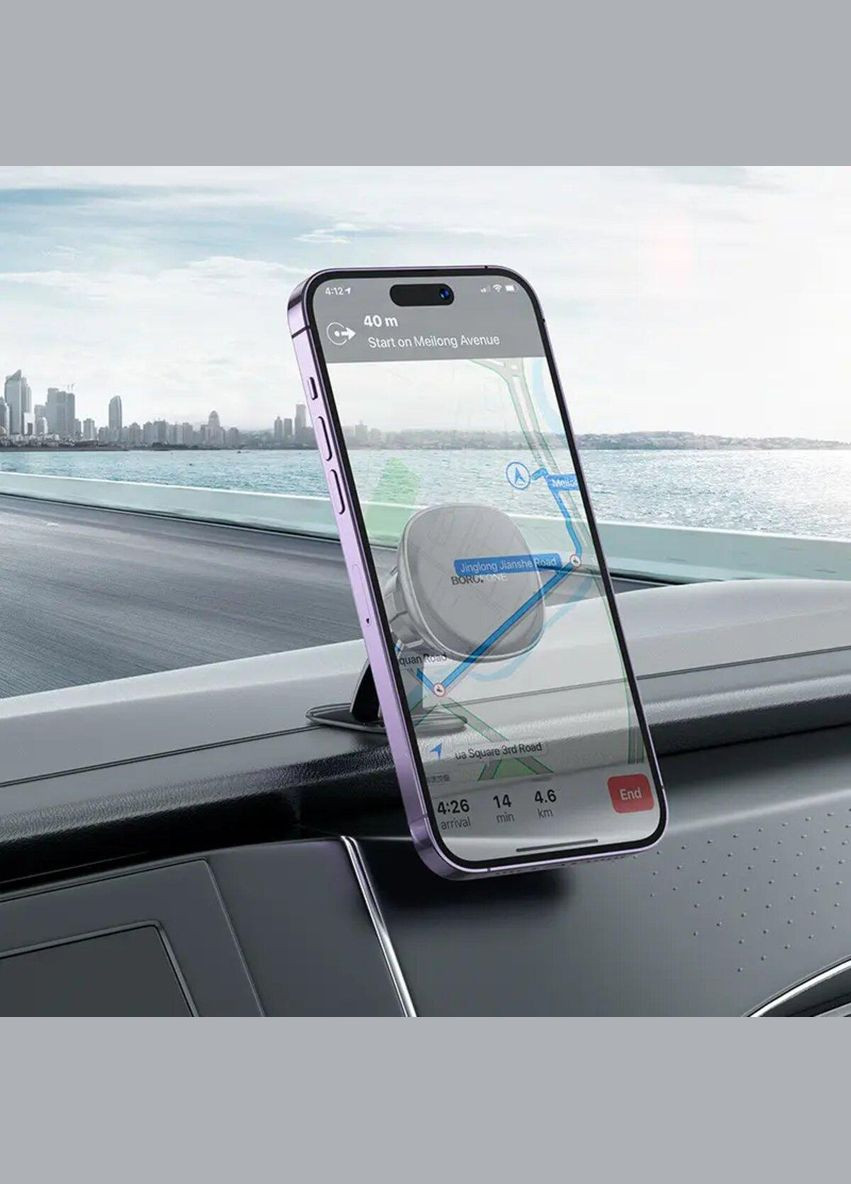 Держатель для мобильного BH103 Cloud magnetic car holder(center console) Black Borofone (304254376)