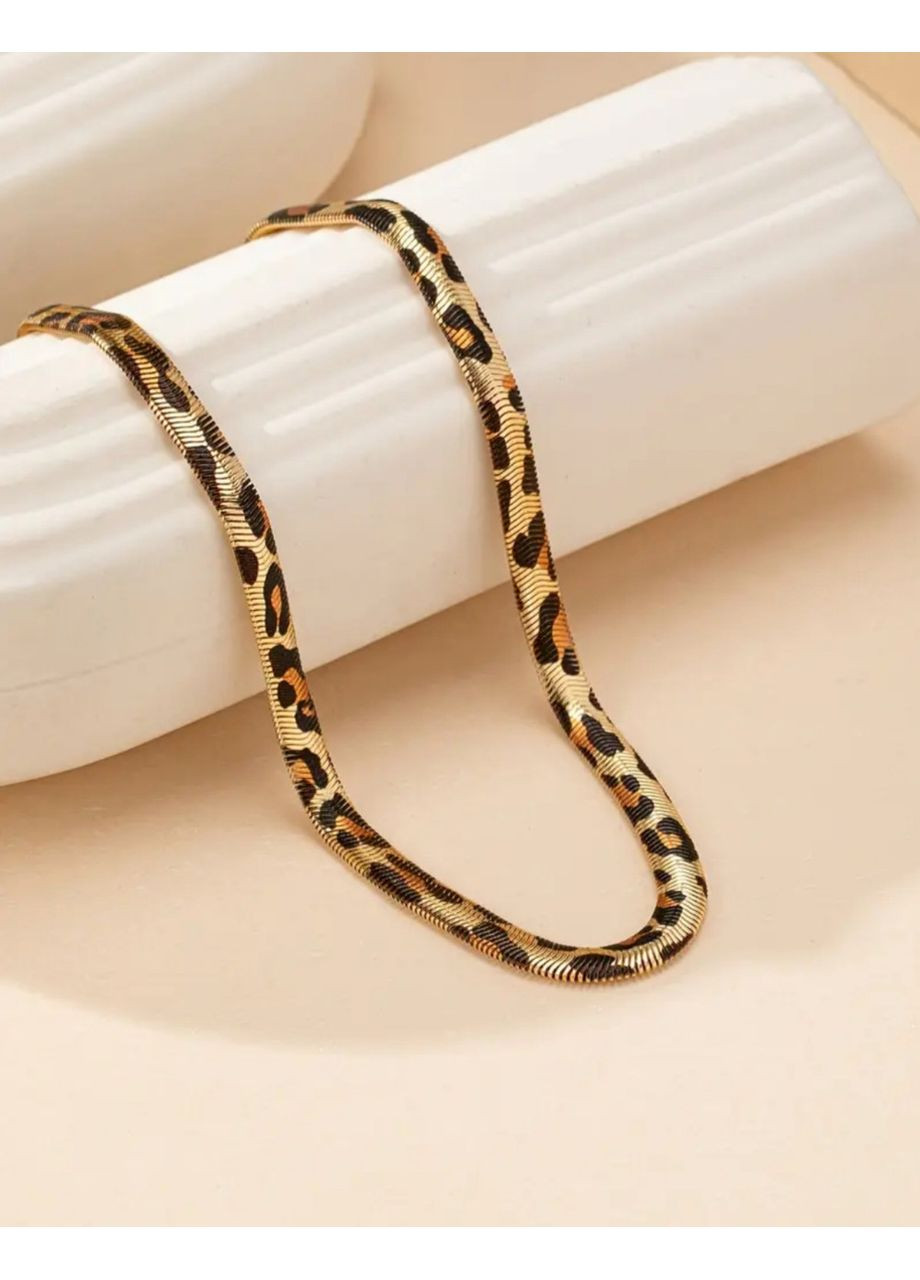 Колье - цепочка, плетение Снейк, леопардовый принт, цвет золото No Brand (349810531)