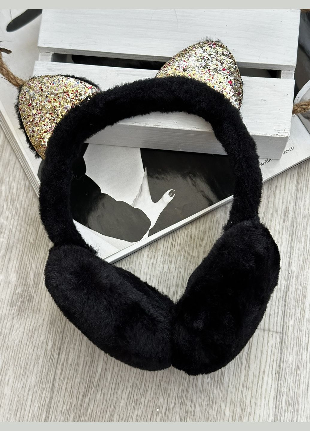 Наушники меховые складные с кошачьими ушками Черный One Size No Brand (303342521)