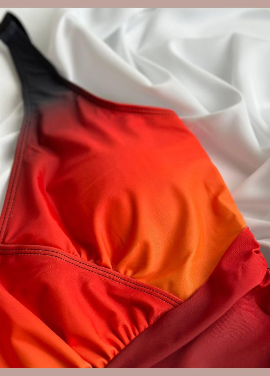 Помаранчевий літній купальник sw1486 чорно-рудий суцільний Ghazel