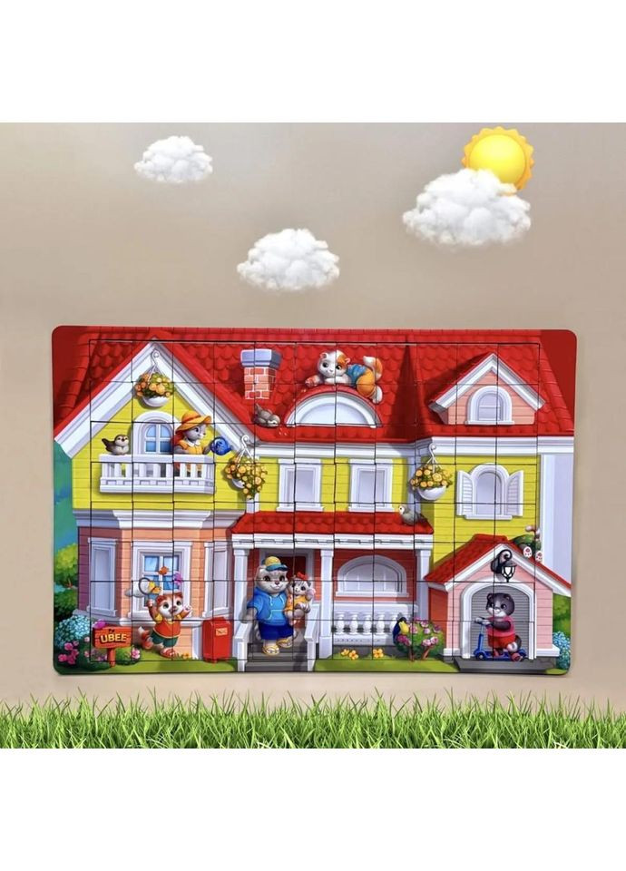 Деревянный пазл-вкладыш "Кошачий дом пазл летний" (ПСД273) PSD273 Ubumblebees (372494715)