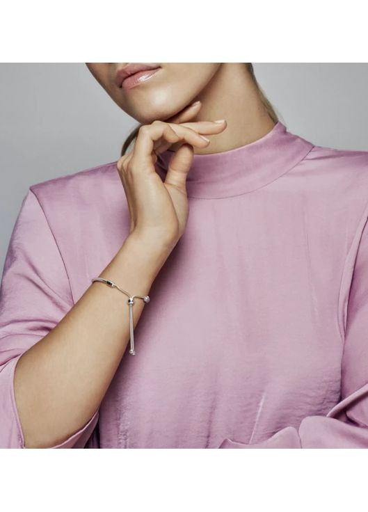 Срібний ланцюжковий браслет-слайдер Пандора 597125CZ Kabluchka (355346260)