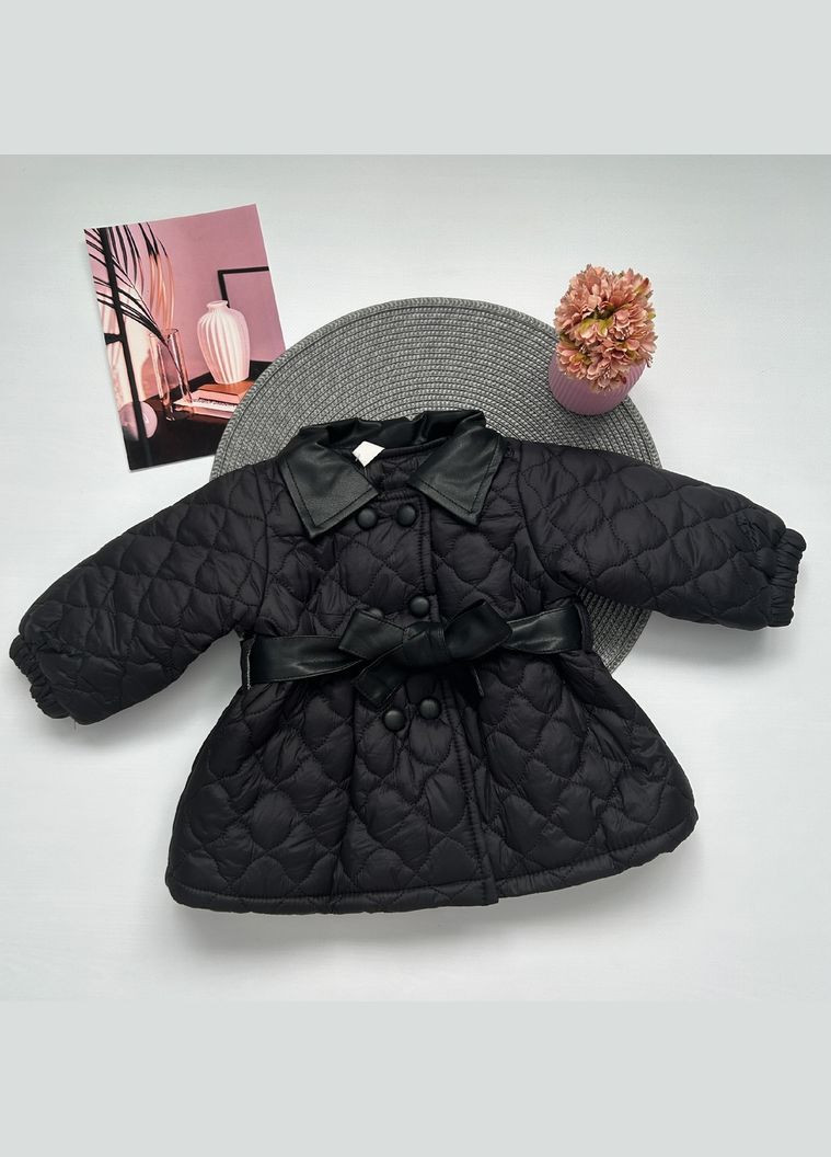 Комбинированная демисезонная пальто для девочки черное 10284, размер 100 No Brand