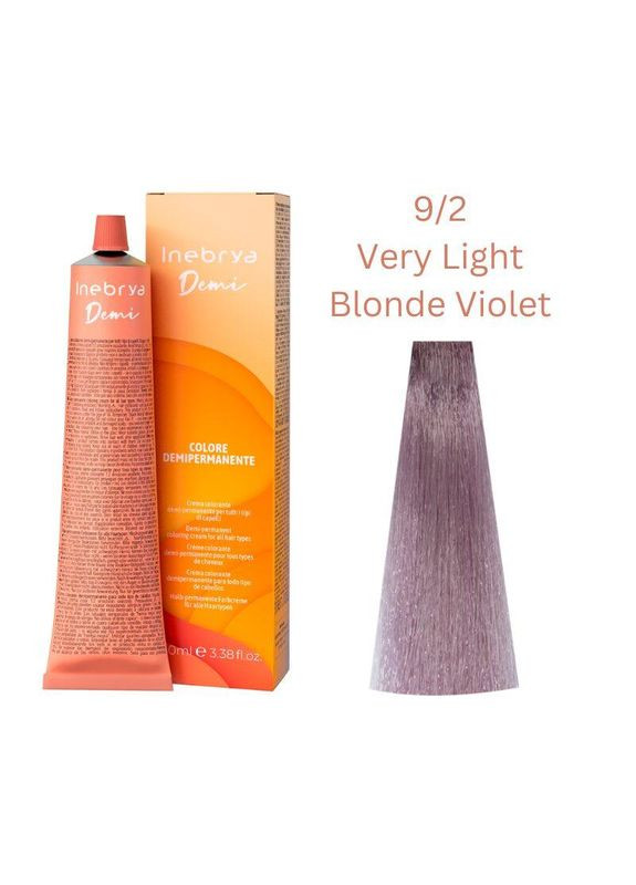 Демиперманентная краска 9/2 светлый блондин интенсивно-пепельный Demi, 100 мл Inebrya (324624606)