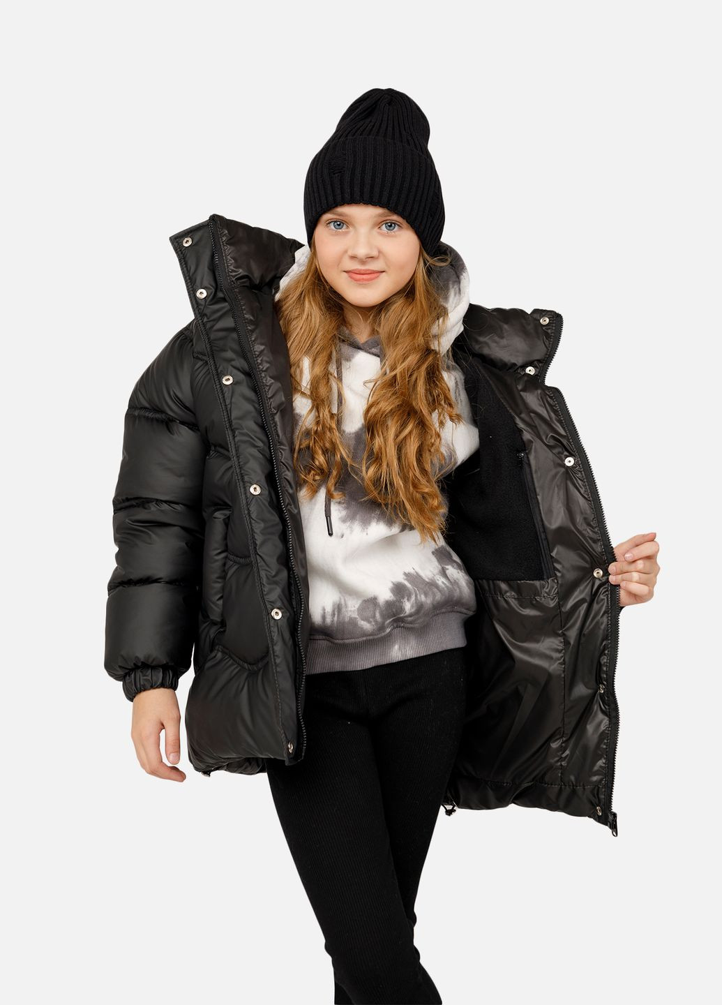 Чорна зимня куртка для дівчинки колір чорний цб-00255555 Yuki