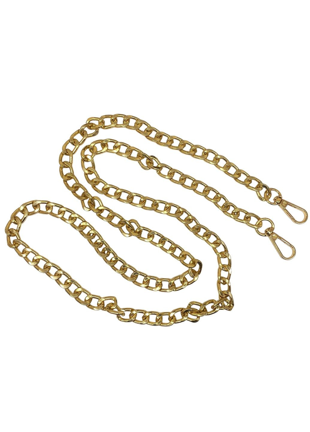 Цепочка-ручка для сумки 120 см 12мм цвет золото металл с карабинами No Brand 1630 (292867400)