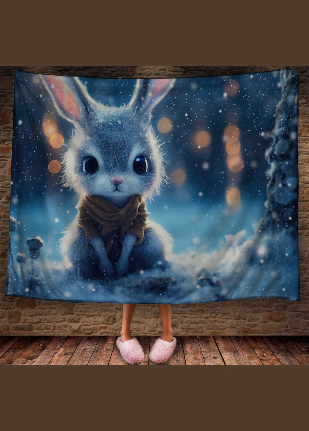 Плед с 3D принтом Зайчик в зимовом сказочном лесу Символ 2023 Перша Креативна мануфактура PERFECTUS Плед (301868585)