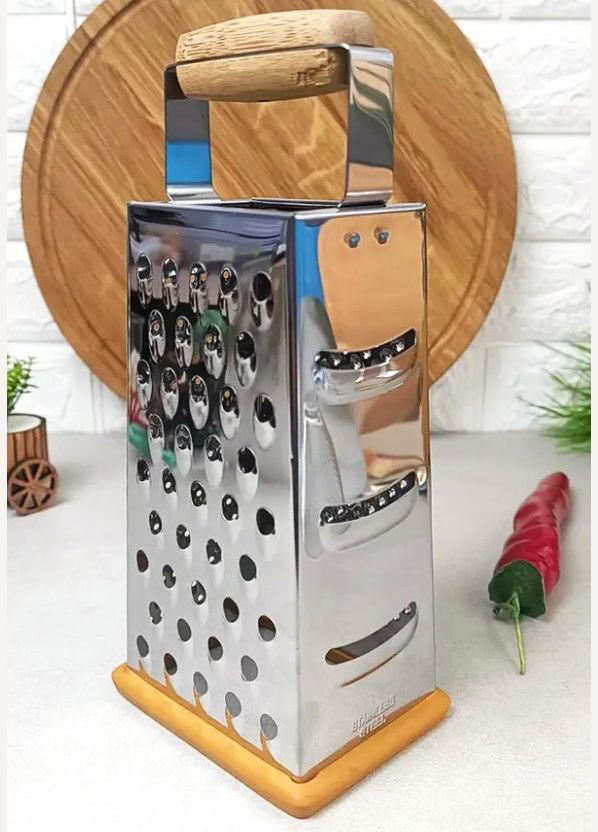 Четырехсторонняя терка GR 1203 с деревянной ручкой из нержавеющей стали A-Plus (297331096)