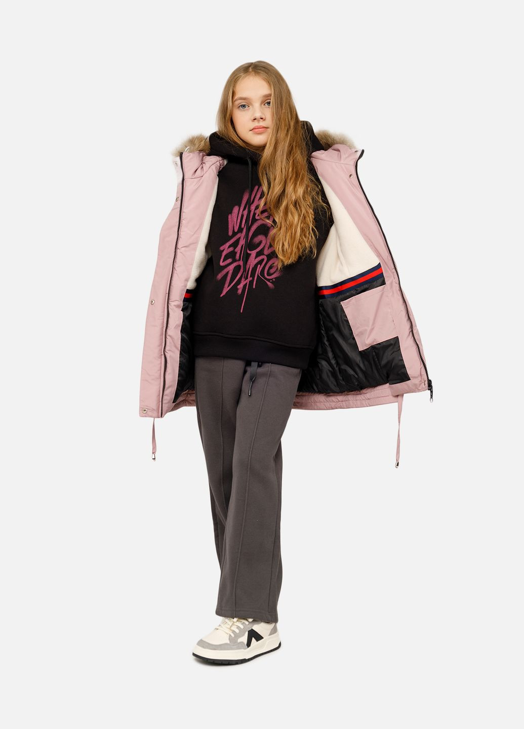 Светло-розовая зимняя зимняя куртка для девочки цвет пудровый cb-00254653 Mingyingfushi