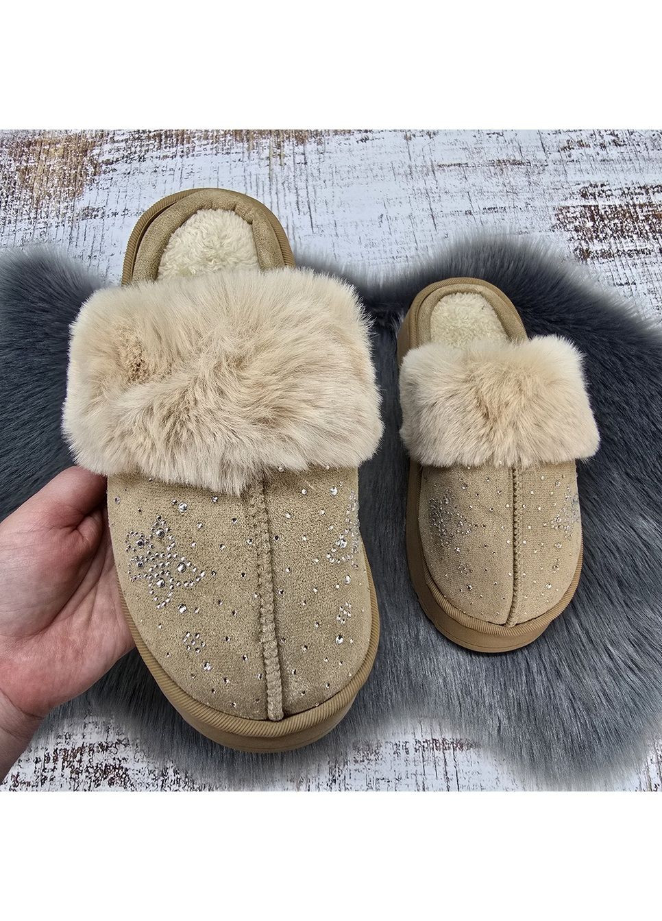 Бежевые тапочки домашние Fashion