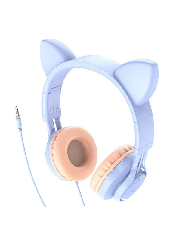 Накладные наушники W36 Cat ear (3.5mm/1.2m) Dream Blue Hoco (382609365)