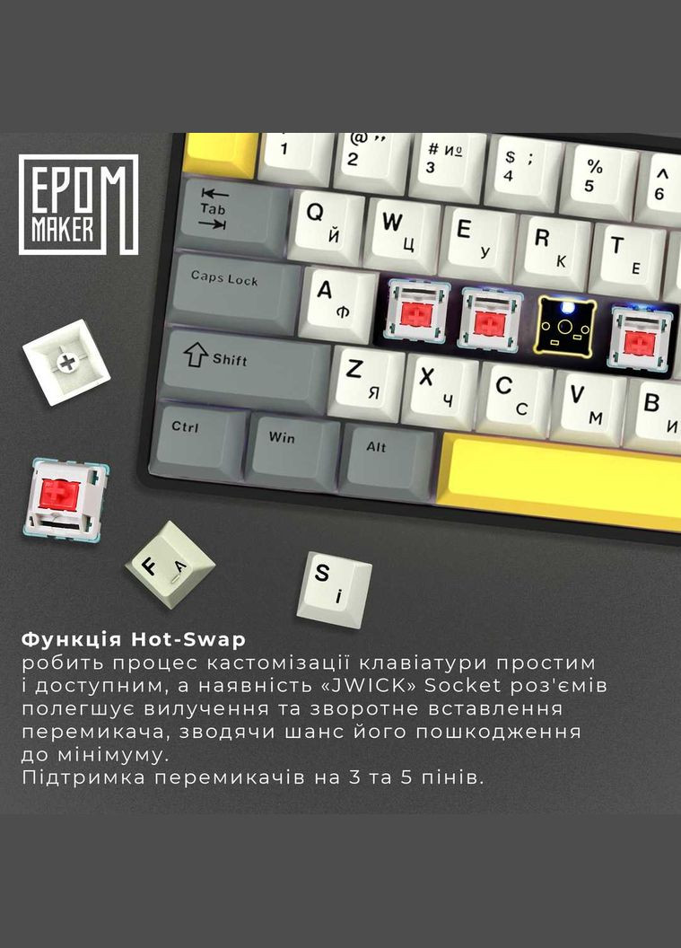 Клавиатура беспроводная EP64 60% Mulan Switch Hot-Swap (2.4G/BT/USB) RGB RU Black (EP64-B-M) EPOMAKER (342331500)