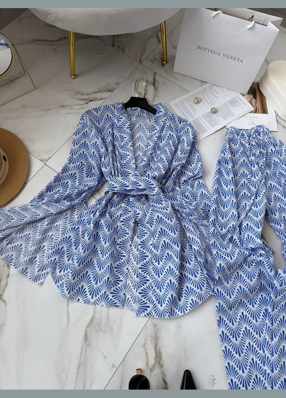 Нежный летний костюм двойка в синем цвете No Brand 350-1 (338537760)