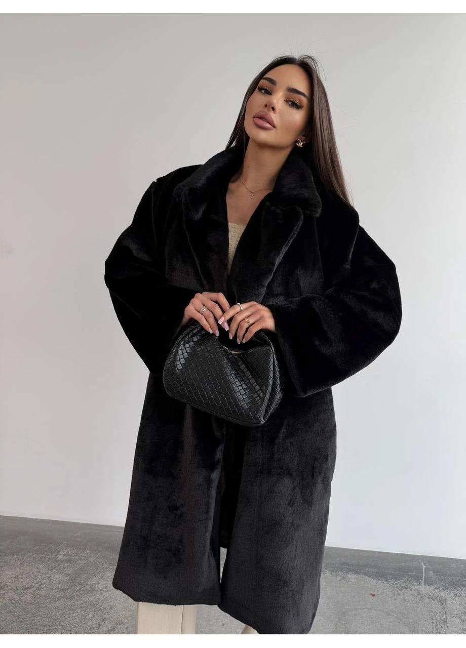Елегантна біла велюрова шуба з поясом No Brand (365751522)