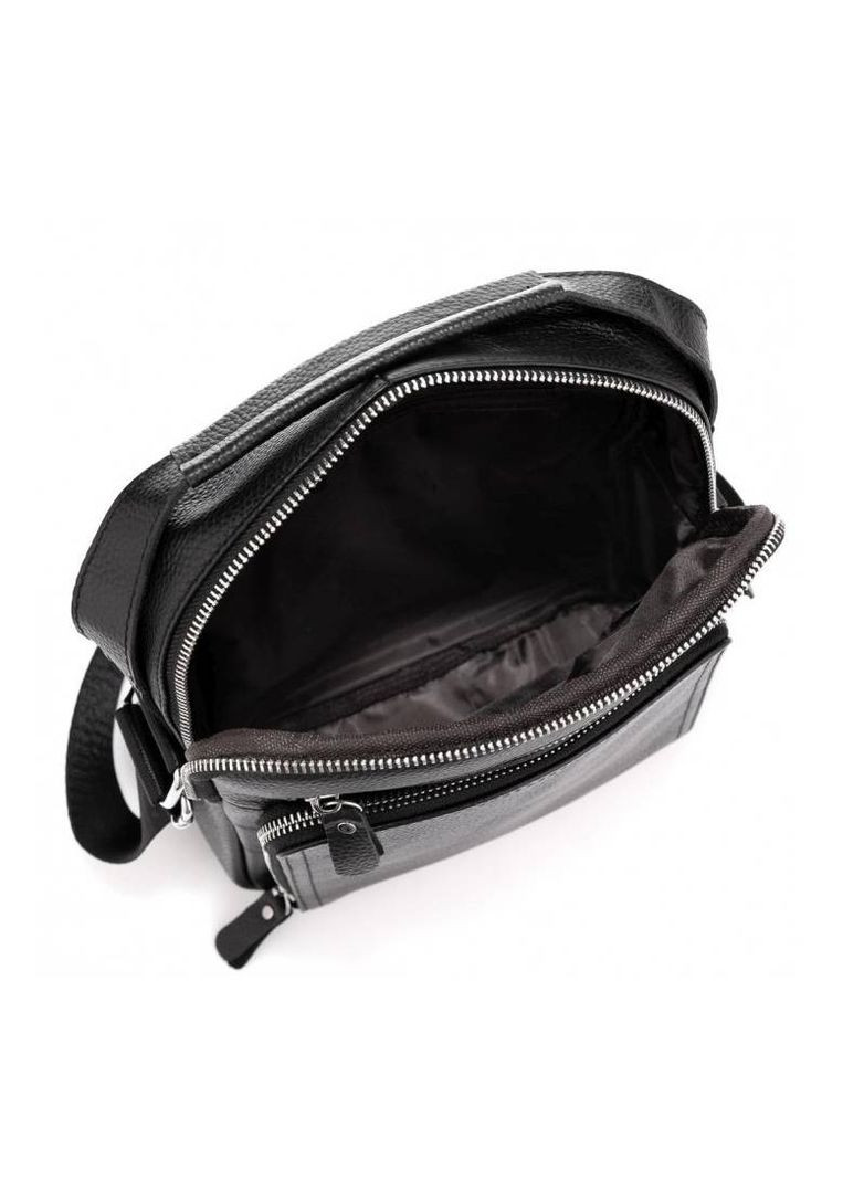 Сумка мужская кожаная черная M5608-1A через плечо с ручкой Tiding Bag (302211534)