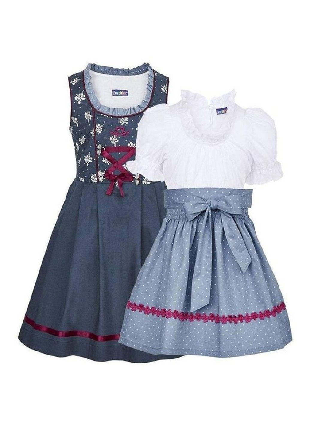 Темно-синій баварський національний костюм дірндль для дівчинки (сукня, блуза, фартух) Lupilu