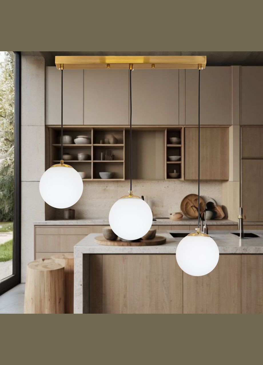 Бронзовая люстра с белыми 15см плафонами (56-PR150F-3 BRZ+WH 500) No Brand (370072340)