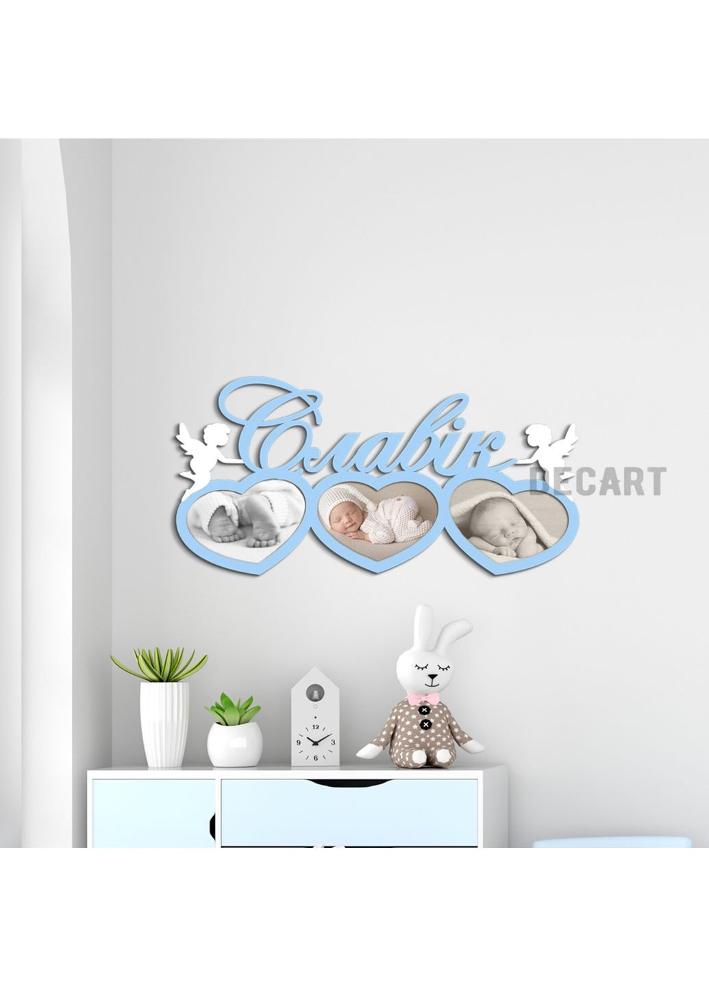 Дерев'яне панно на стіну Рамка «Маленьке Чудо» 60х30 см (рамки 13х18 – 3 шт) Decart (360611569)