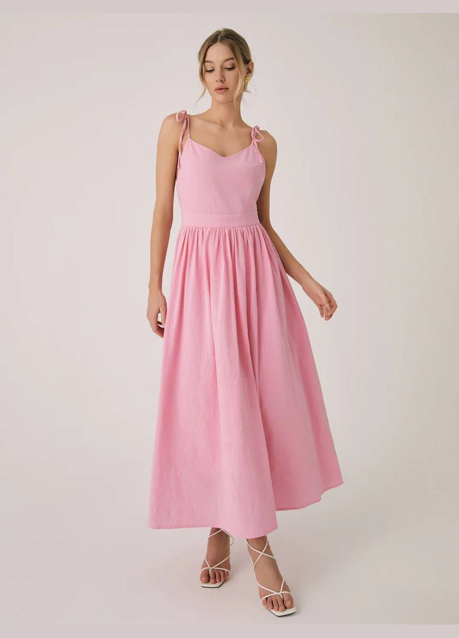 Світло-рожева жіноча сукня з льону No Brand