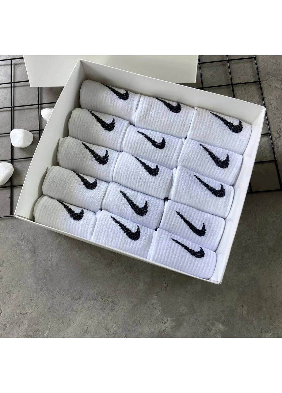 Комбіновані білі чоловічі шкарпетки для чоловіка носки 15 пар seli Nike (399926707)