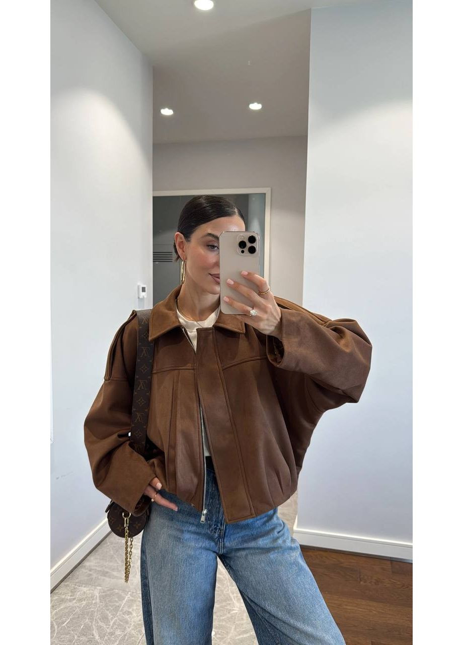 Женский замшевый бомбер на подкладке. Vione на молнии (367076171)