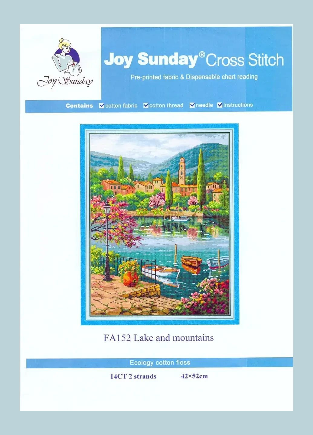 Набор для вышивания по нанесённой на канву схеме "Lake and mountains". AIDA 14CT printed 42*52 см Joy Sunday (313614547)