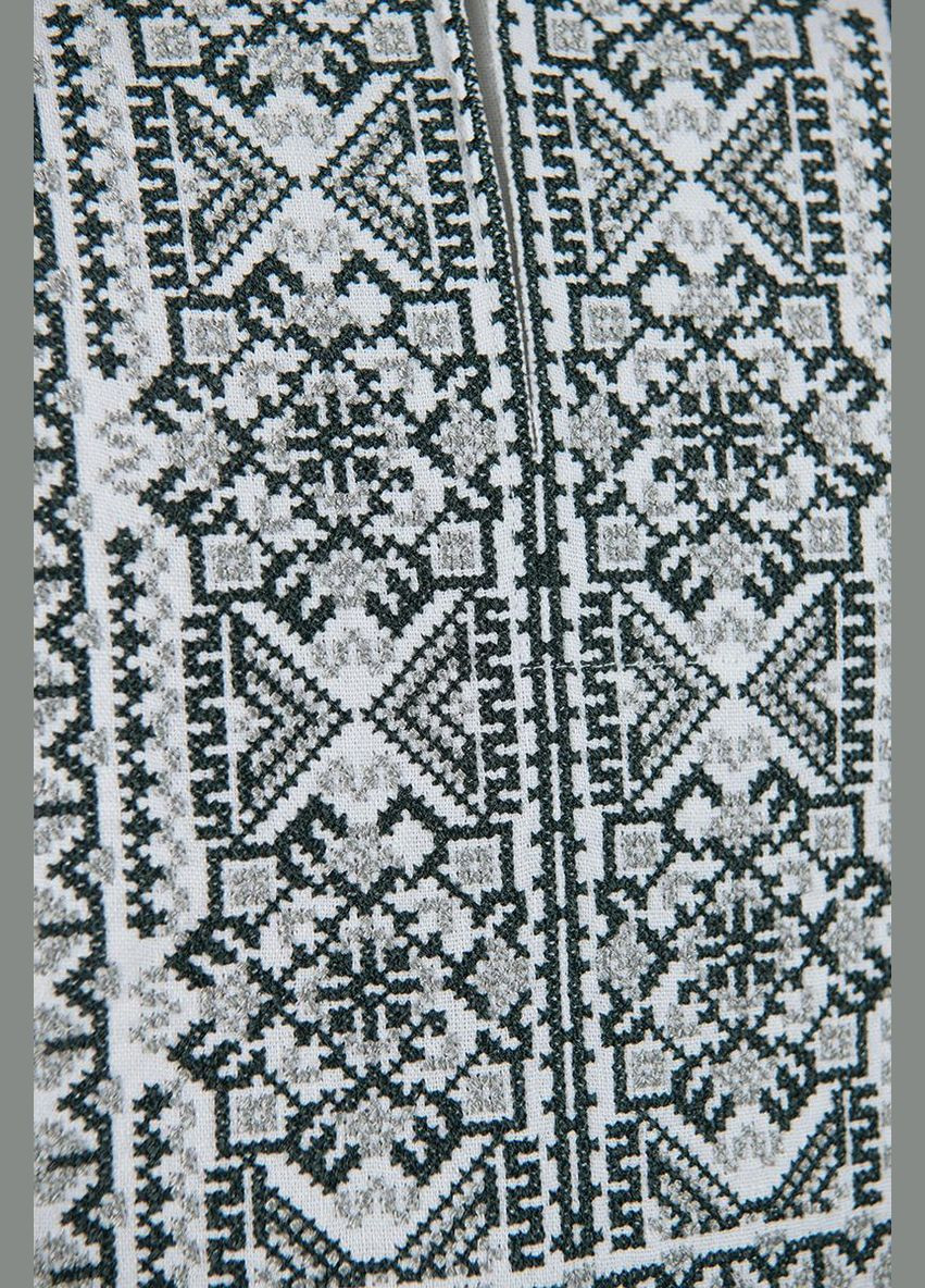 Біла вишиванка для хлопчика з натурального льону з традиційним орнаментом візерунок орнамент льон (341491601)