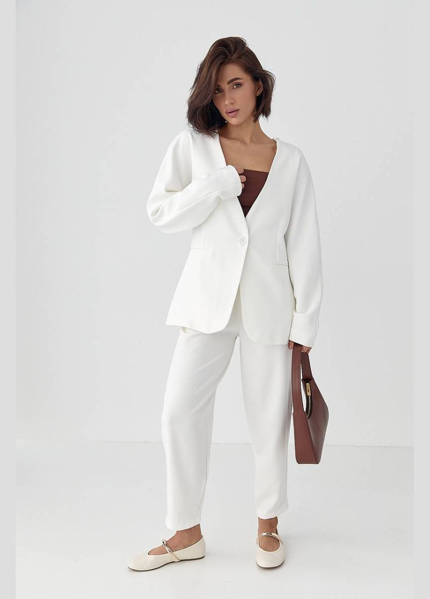 Класичний жакет без коміра з імітацією кишень Lurex Жакет (327256919)