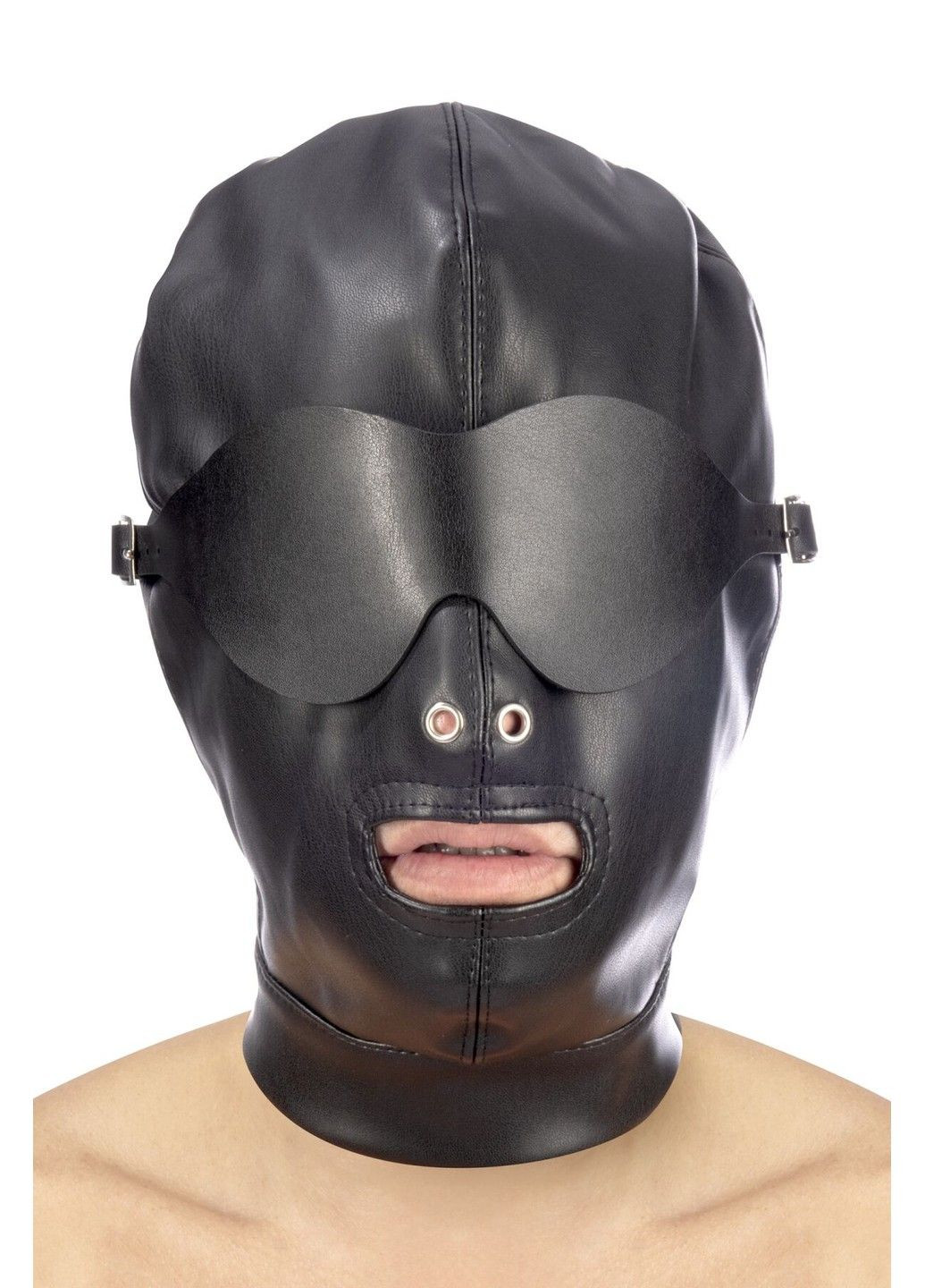 Капюшон для БДСМ зі знімною маскою BDSM hood in leatherette with removable mask Fetish Tentation (345708564)