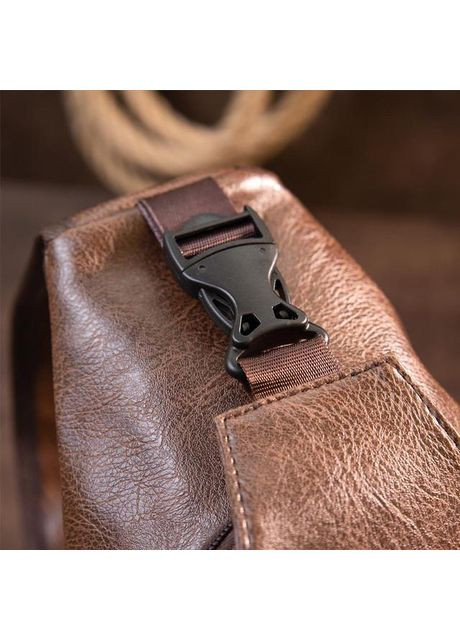 Сумка слинг через плечо мужская из экокожи для телефона и для документов средняя Коричневый 38794 Vintage (351403583)