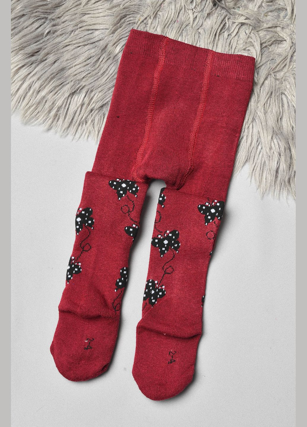 Колготы детские махровые для девочки бордового цвета с рисунком Let's Shop (304024374)