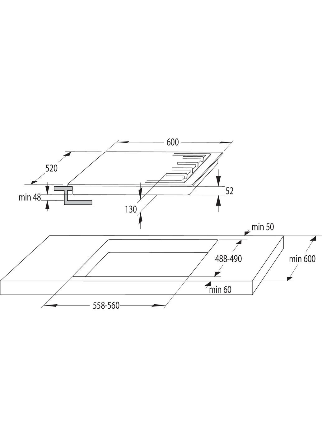 Варильна поверхня газова, 60см, чавун, чорний Gorenje (316391148)