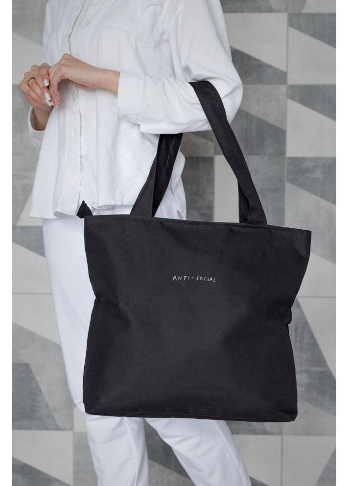 Сумка еко-шопер тканинна з принтом AntiSocial Black Without (353707091)