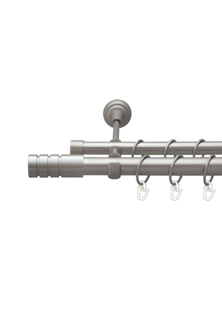 Карниз Модуло металевий дворядний відкритий гладка труба Сатин 25\19 мм 160 см (00-00026097) ORVIT (300843331)