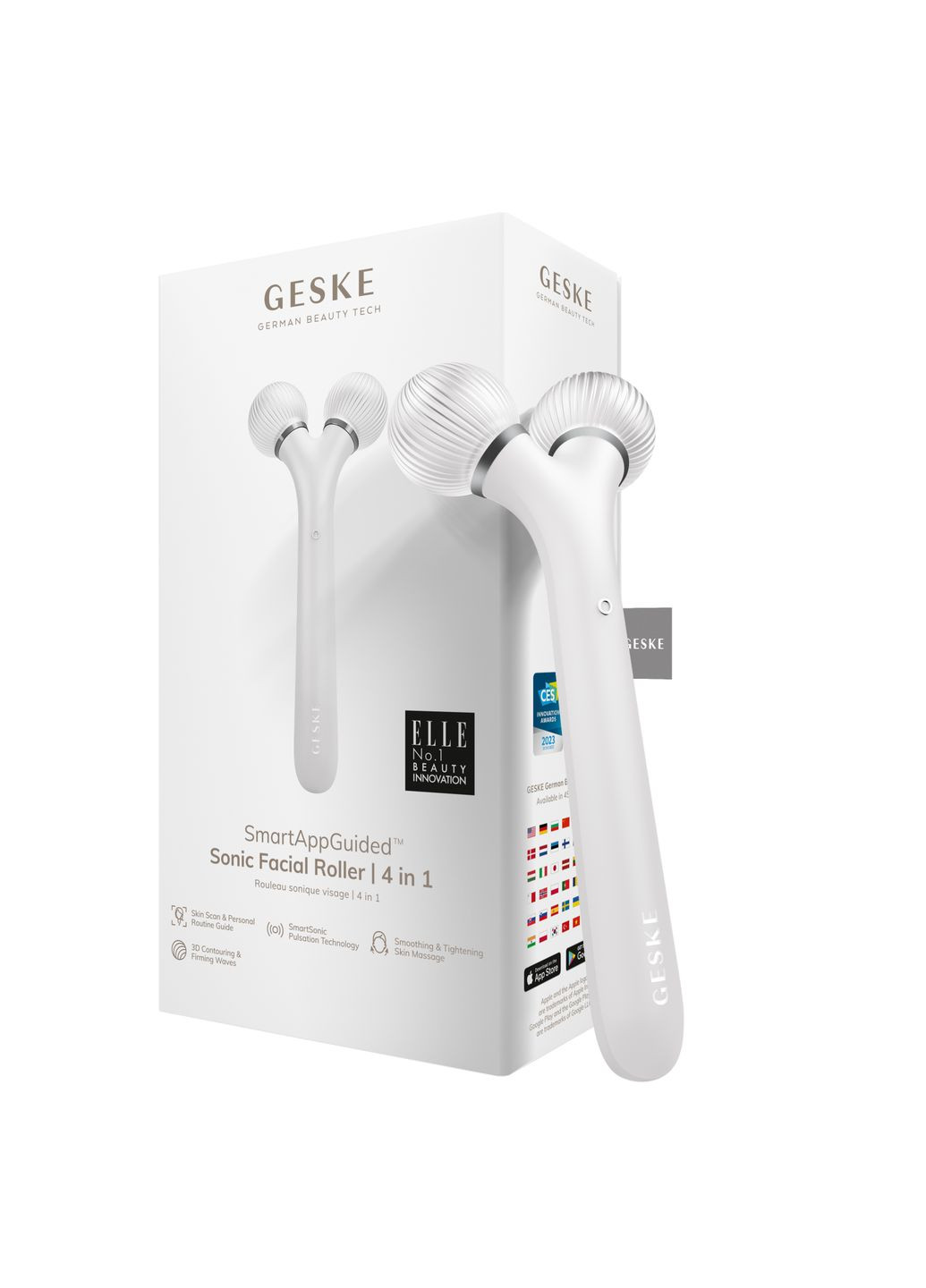 Электронный ультразвуковой ролик для лица Sonic Facial Roller 4в1 white GESKE (341525939)