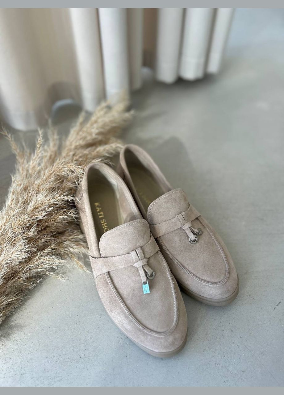 No Brand Стильные женские лоферы лоферы бежевый з натуральная замша, — демисезон (301279443)