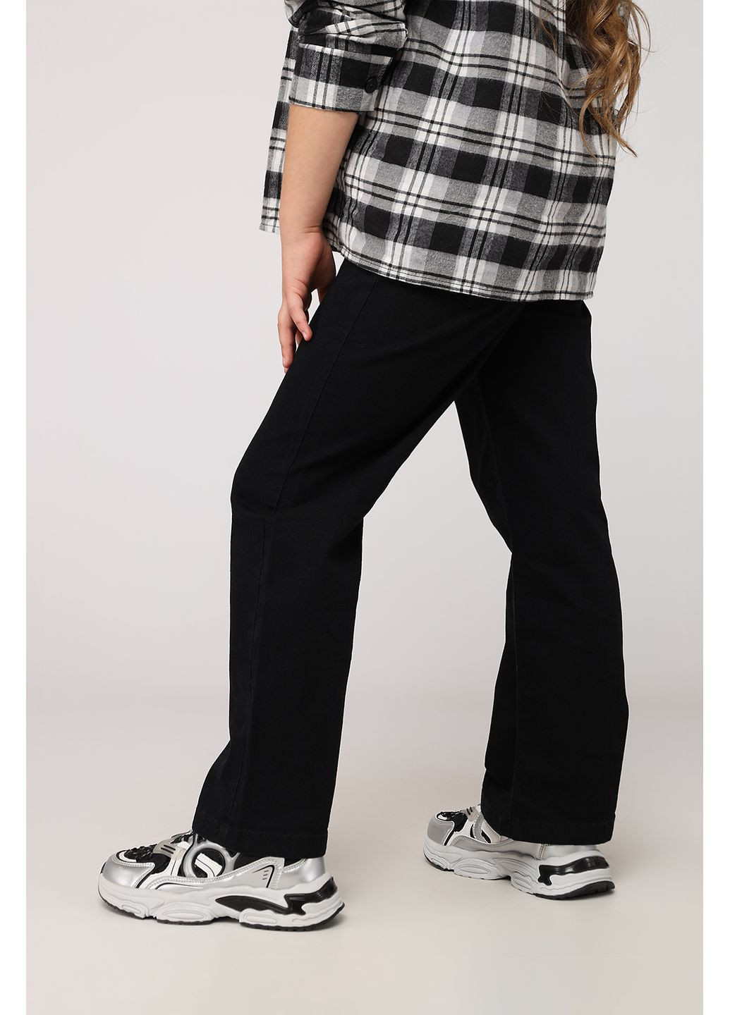 Черные демисезонные джинсы straight для девочки цвет черный цб-00278814 Eleysa