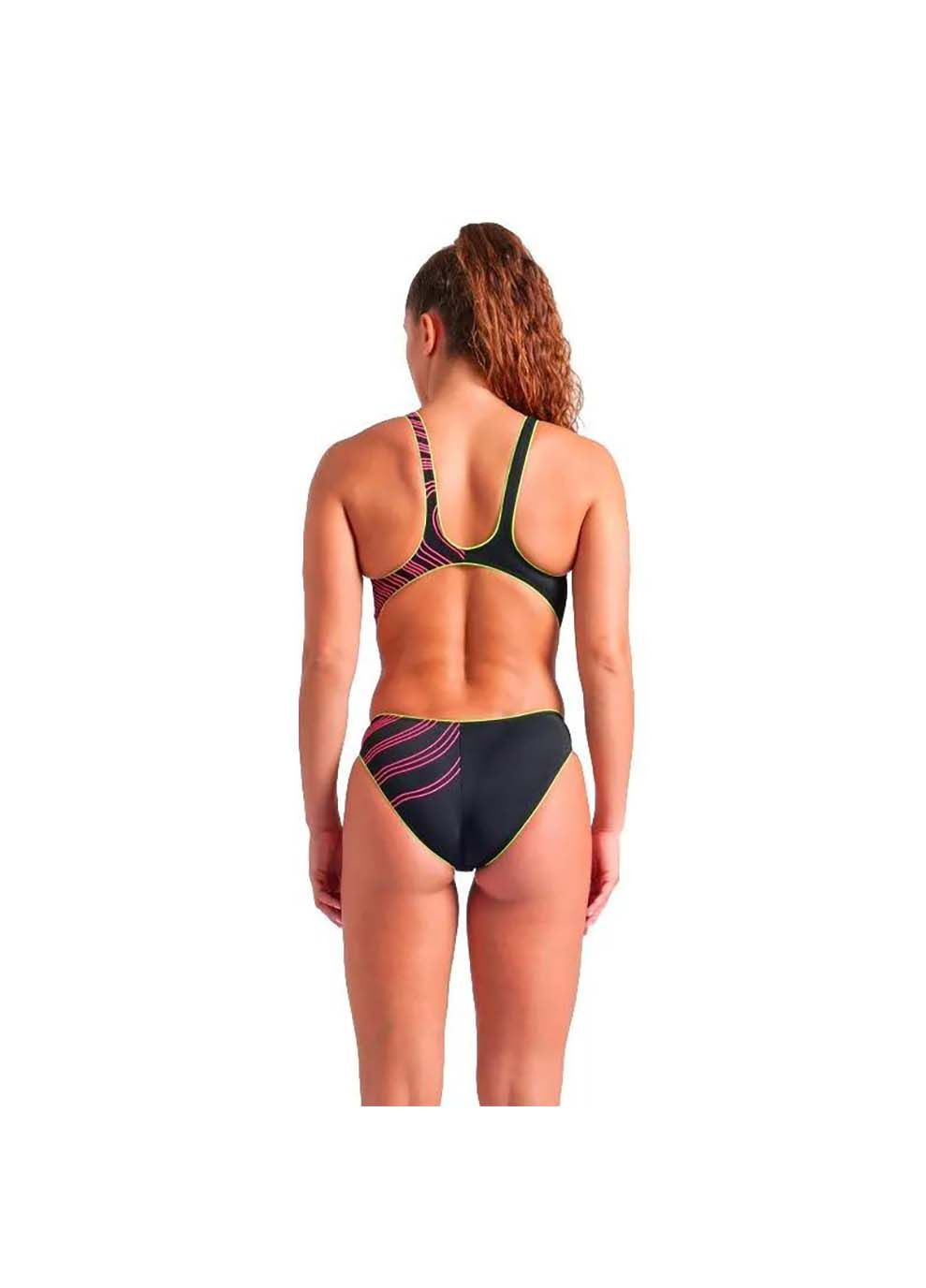 Комбинированный демисезонный купальник закритий для женщин one stream swimsuit черный, розовый Arena