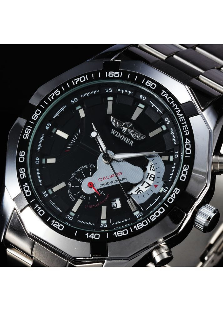 Мужские механические наручные часы Winner пружинный механизм стальной серебристый (sku_940) No Brand (350906505)