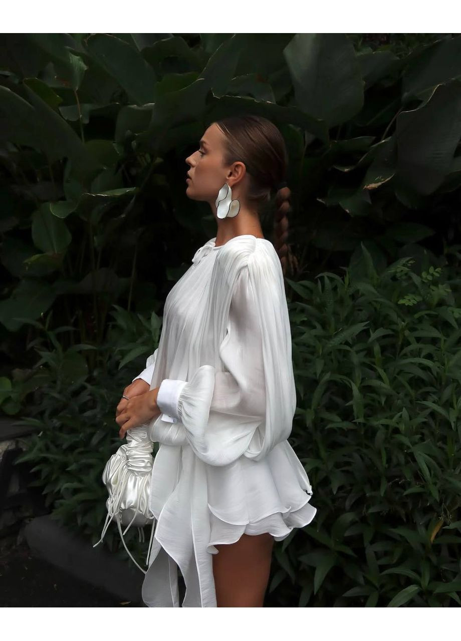 Молочное праздничный, коктейльное, повседневный, вечернее, кэжуал женское платье из шелка No Brand однотонное