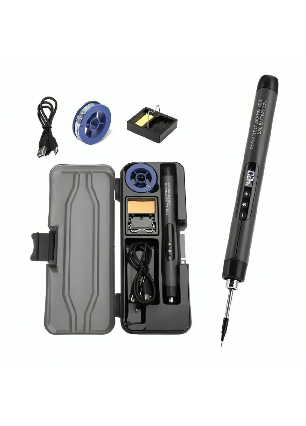 Бездротовий паяльник з регулюванням температури змінними жалами дисплеєм підставкою набором аксесуарів (481166-Prob) Unbranded (355692603)