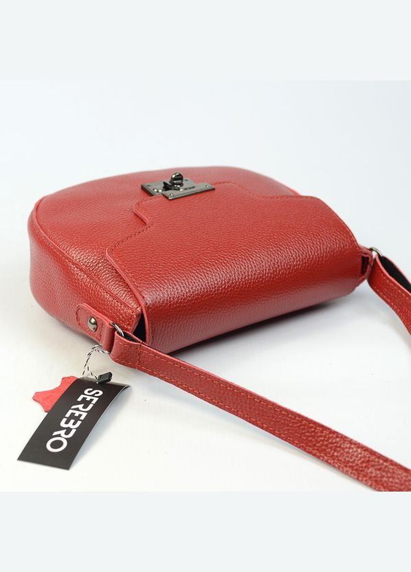 Красная маленькая овальная кожаная сумка кросс боди через плечо на замочке Serebro (306642370)