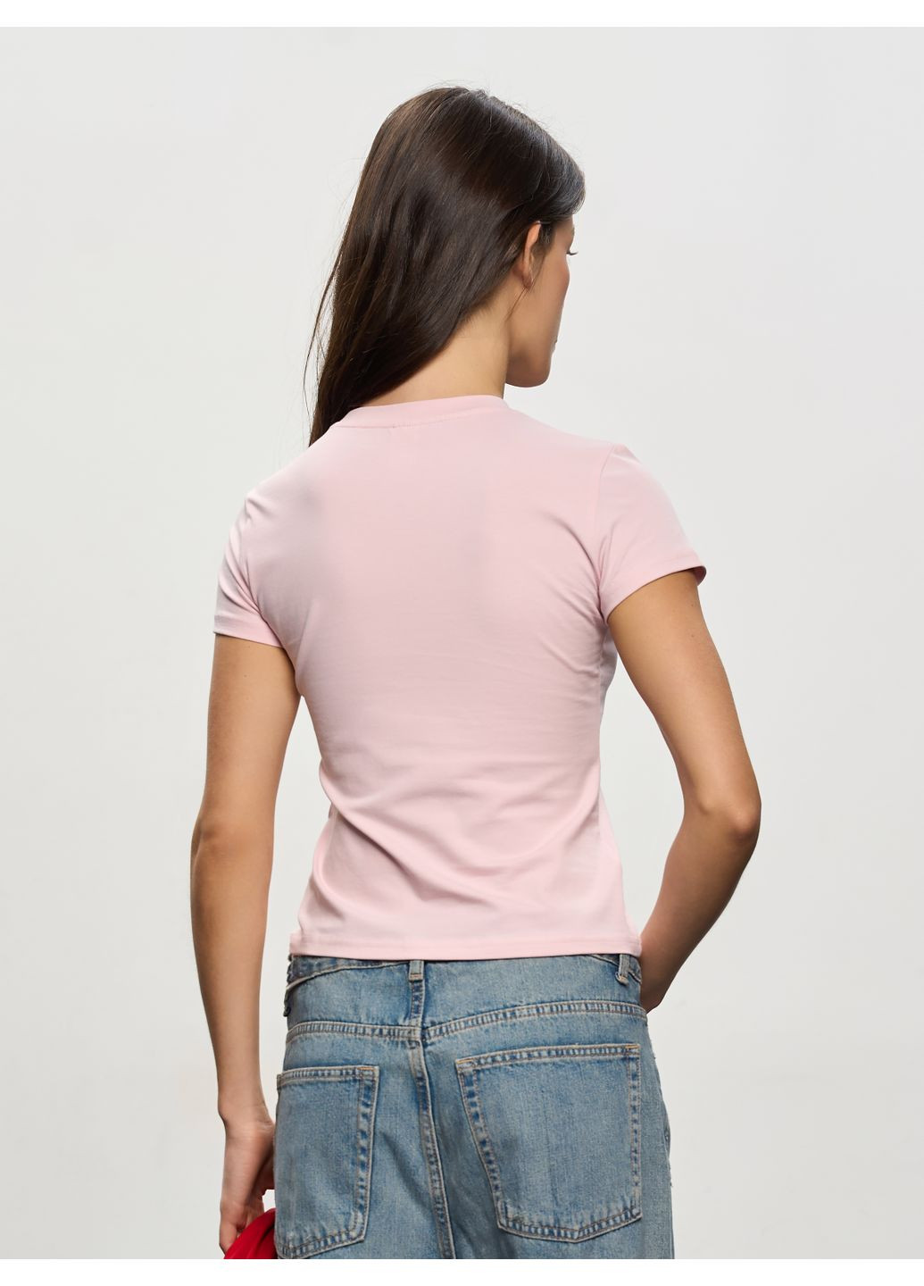Футболка женская укороченная пудрового цвета ТМ РОЗА Роза - (369036518)