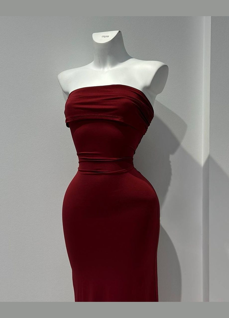 Красное вечернее платье футляр No Brand однотонное