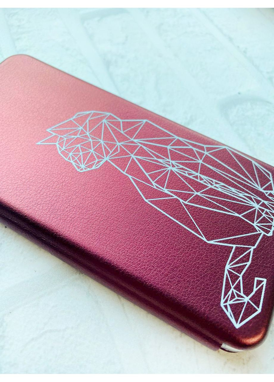 Чохол-книжка бордовий з малюнком на Xiaomi Redmi 14C / Poco C75 Котик (принт 125) Creative (355394400)