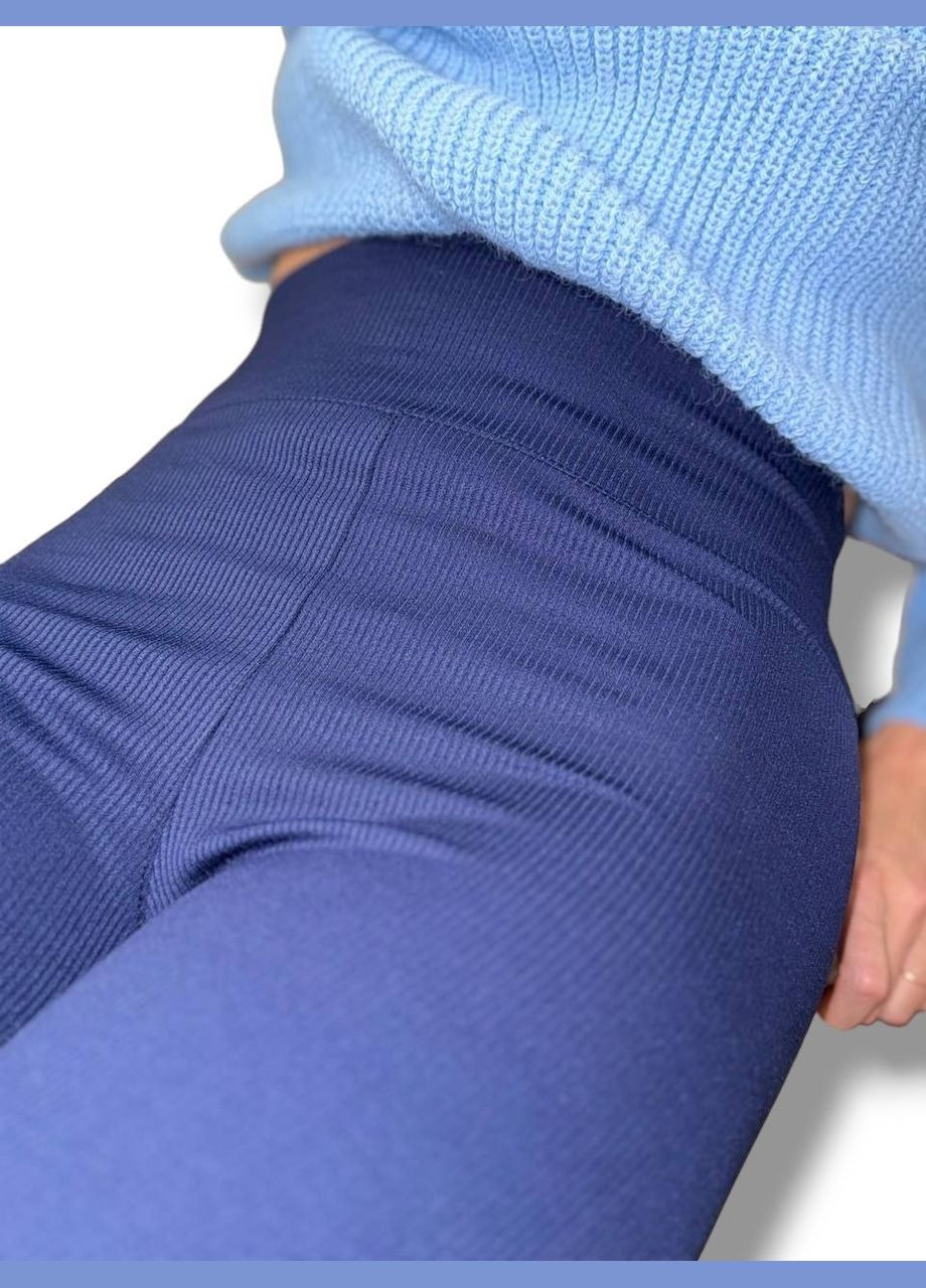 Лосины эластичные в рубчик женские с высоким широким поясом классические без утепления демисезон 99-101см No Brand Лосини в рубчик класичні без підкладки фуксія (342758754)