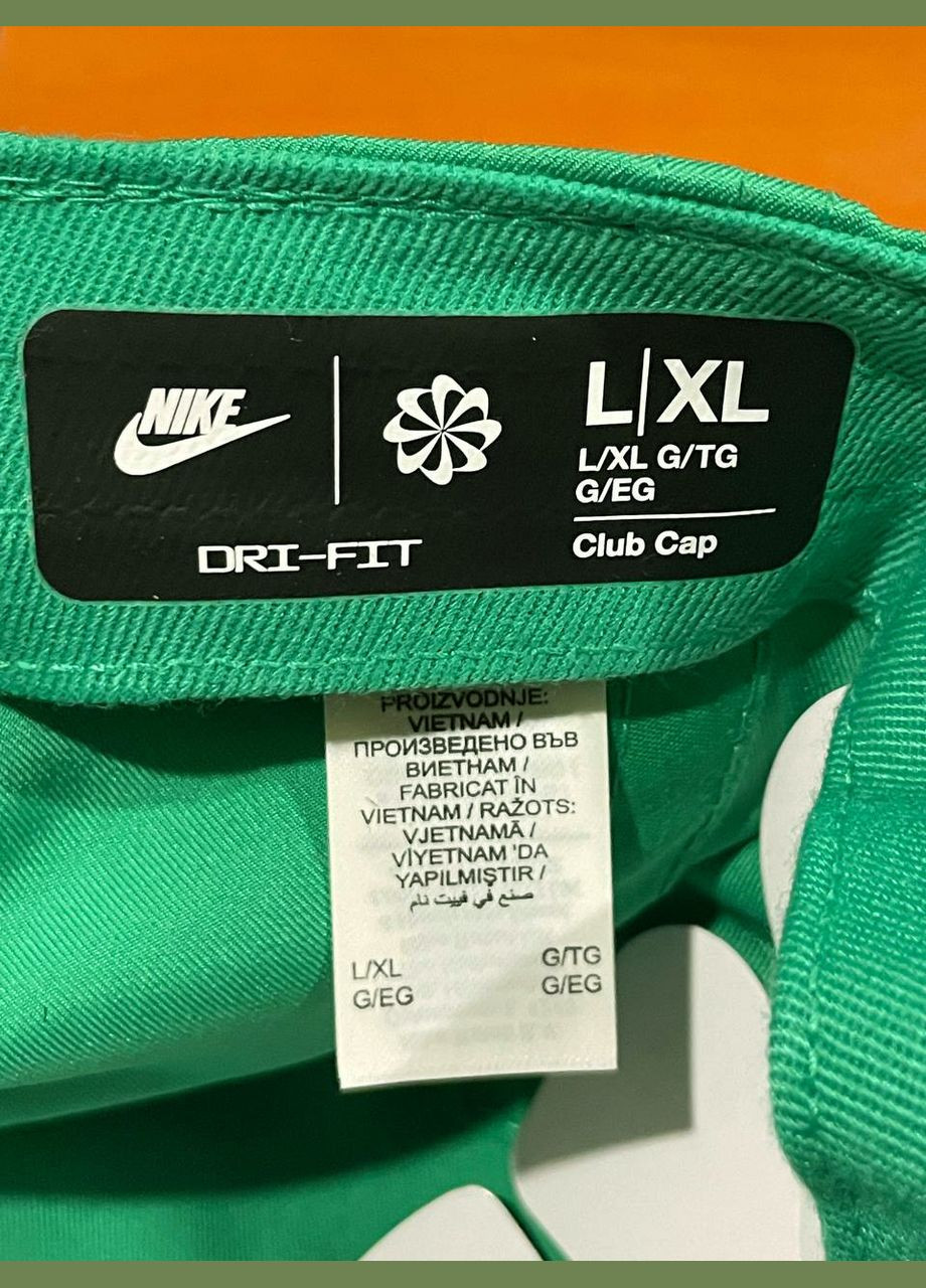 Кепка бейсболка глубокая на большую голову Nike Dri-FIT Club Cap green (307908924)
