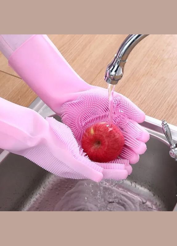 Рукавички для миття посуду Ніжні ручки силіконові, рожеві Supretto (297442888)